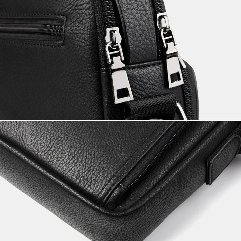 Herr Pu-läder Multifunktionell Multi-fick Crossbody-väska Med Stor Kapacitet Lärarväska