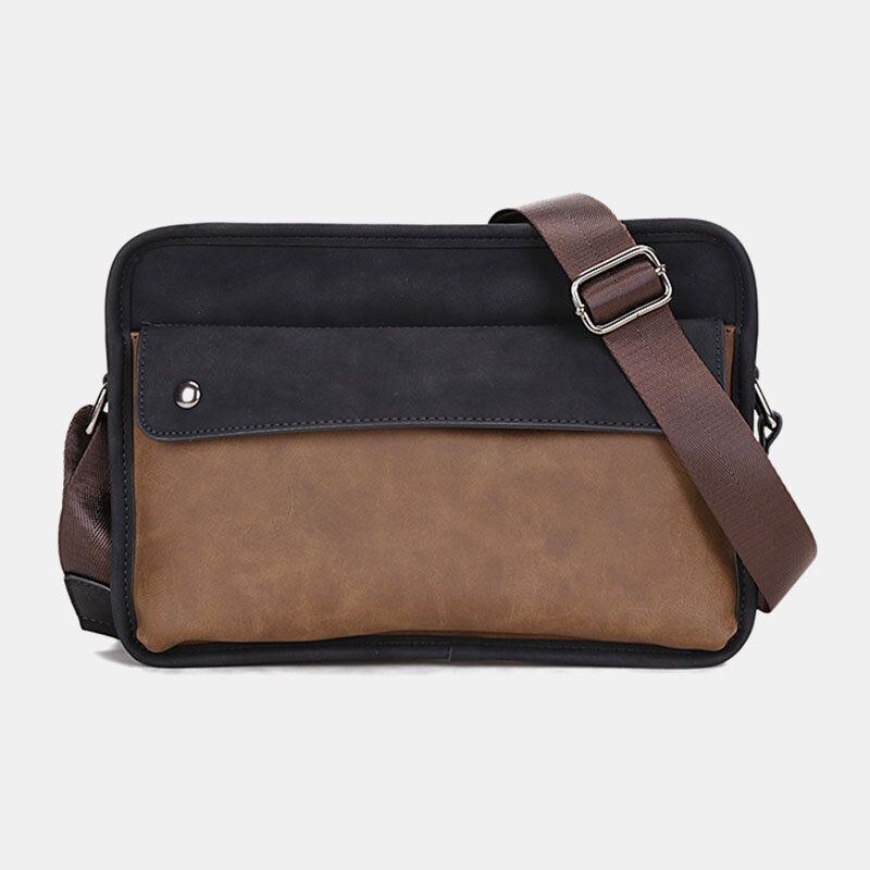 Herr Pu Läder Stöldskydd Brittisk Retro Crossbody-väskor Axelväska Messenger Bag