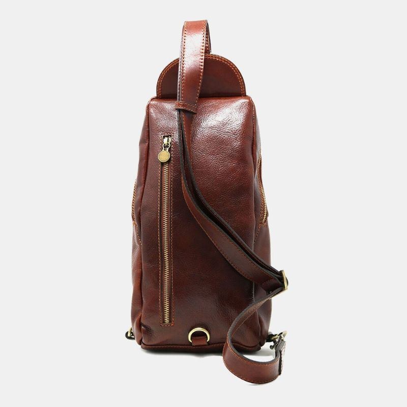 Herr Pu Läder Stöldskydd Vintage Casual Axelväska Crossbody Bag Bröstväska Sling Bag Hippie Bag