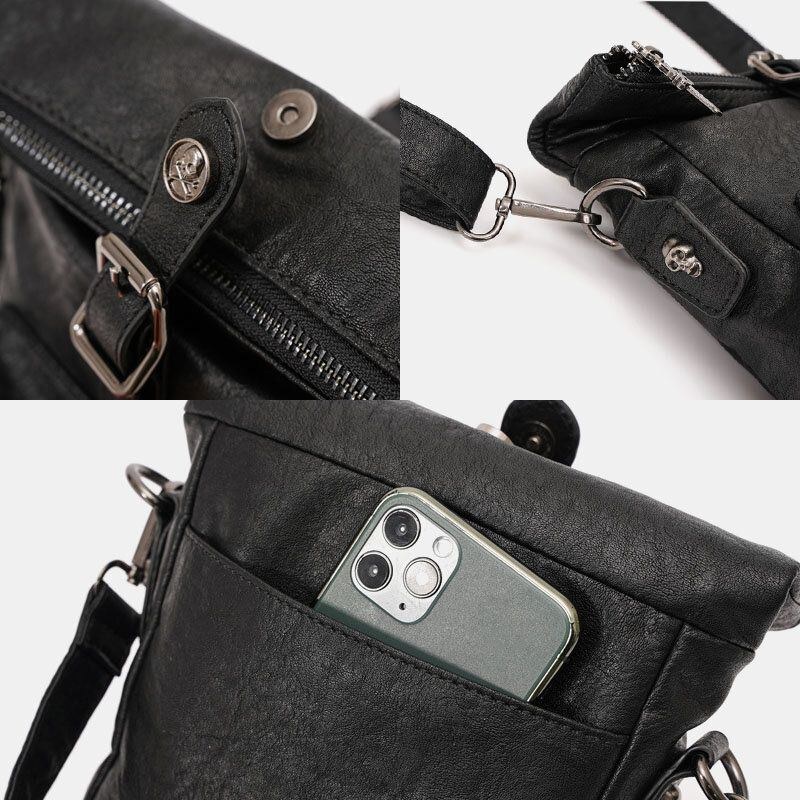 Herr Pu Läder Vintage 6.3 Tums Telefonväska Small Crossbody-väskor Axelväska