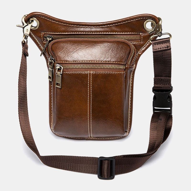 Herr Pu Mjukt Läder Multi-pocket Multifunktion Enfärgad Crossbody Axelväska