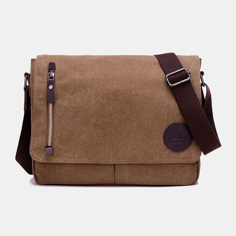 Herr Retro Canvas Multi-pocket Anti-stöld Crossbody Axelväska Stor Kapacitet Messenger Resväska