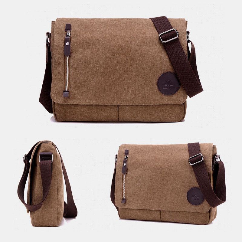 Herr Retro Canvas Multi-pocket Anti-stöld Crossbody Axelväska Stor Kapacitet Messenger Resväska