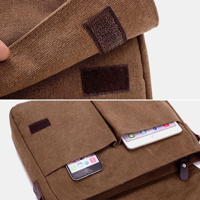 Herr Retro Canvas Multi-pocket Anti-stöld Crossbody Axelväska Stor Kapacitet Messenger Resväska