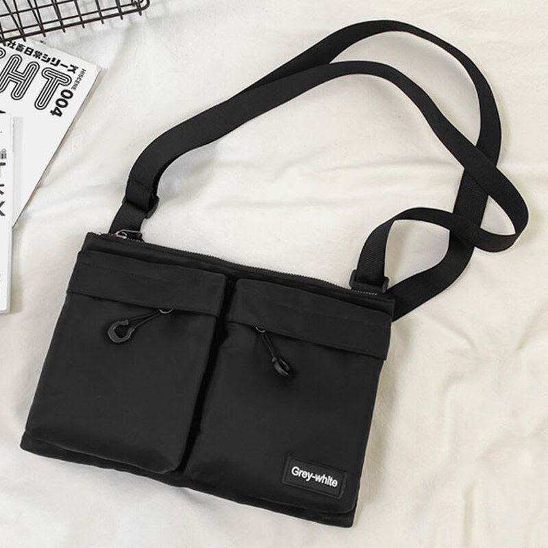 Herr Unisex Dubbel Frontficka Med Dragkedja Crossbody-väskor Nylon Casual Enkel Slitstark Axelväska