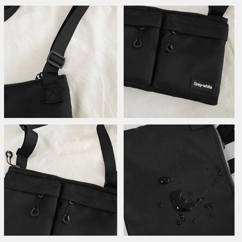 Herr Unisex Dubbel Frontficka Med Dragkedja Crossbody-väskor Nylon Casual Enkel Slitstark Axelväska