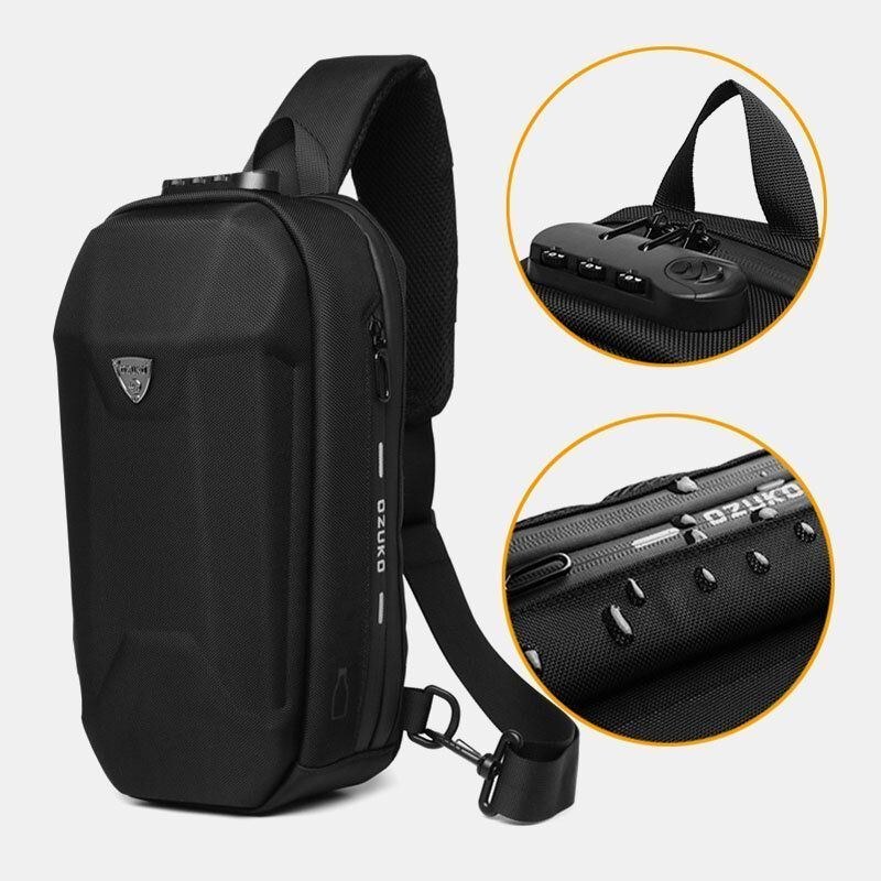 Herr Usb-laddning Flerfickor Stöldskydd Vattentät Utomhus Crossbody-väska Bröstväska Sling Bag