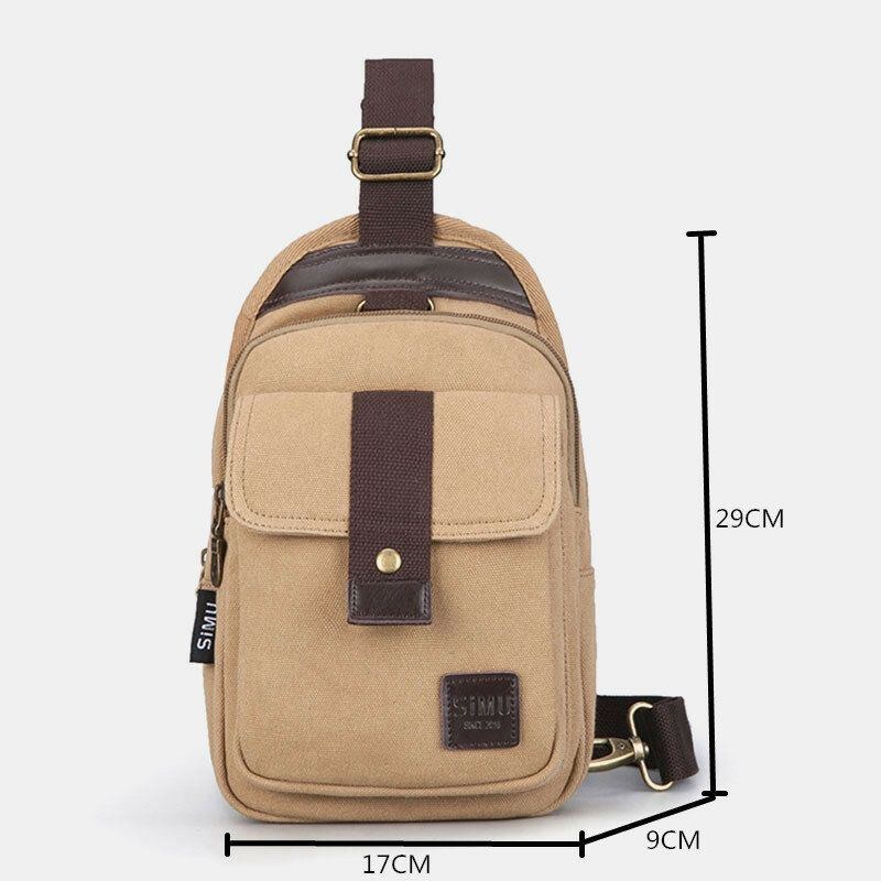 Herr Vinatge Anti-stöld Canvas Bröstväska Axelväska Crossbody Bag