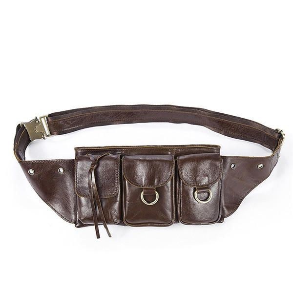 Herr Vintage Äkta Läder Midjeväska Slitstark Retro Crossbody-väska