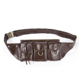 Herr Vintage Äkta Läder Midjeväska Slitstark Retro Crossbody-väska