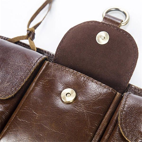 Herr Vintage Äkta Läder Midjeväska Slitstark Retro Crossbody-väska