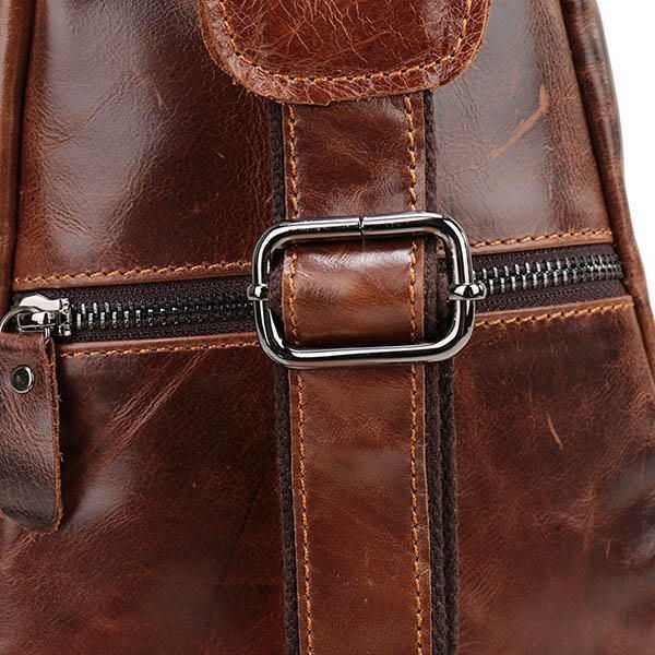 Herr Vintage Äkta Läder Retro Crossbody-väska Bröstväska