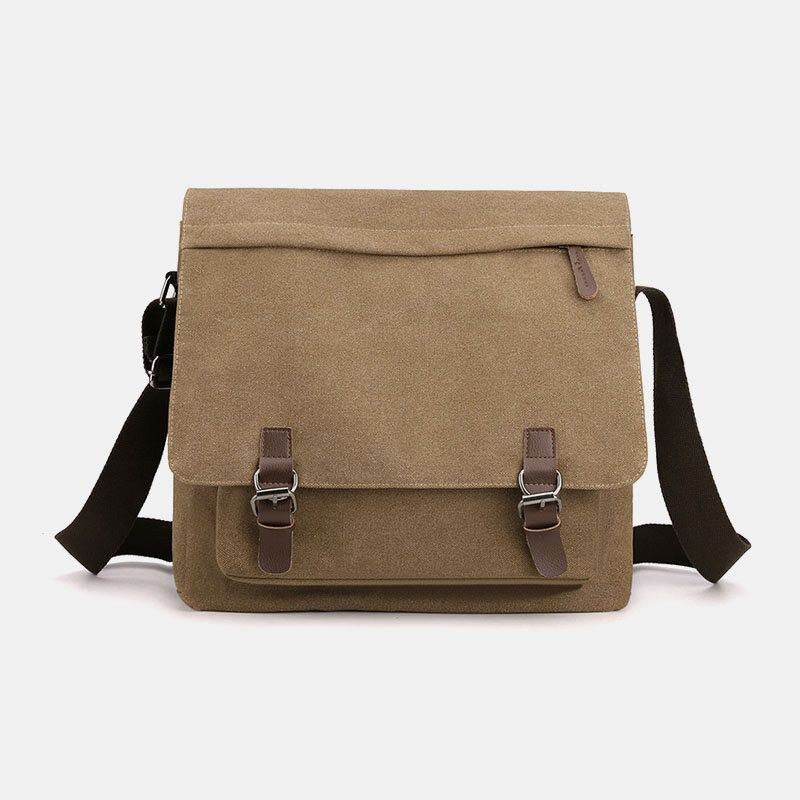 Herr Vintage Canvas Enfärgad Stor Kapacitet Slittålig Crossbody Bag Axelväska