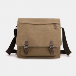 Herr Vintage Canvas Enfärgad Stor Kapacitet Slittålig Crossbody Bag Axelväska