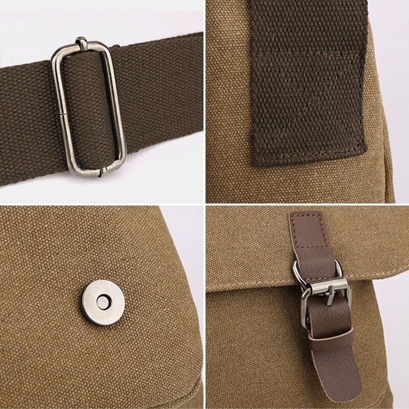 Herr Vintage Canvas Enfärgad Stor Kapacitet Slittålig Crossbody Bag Axelväska