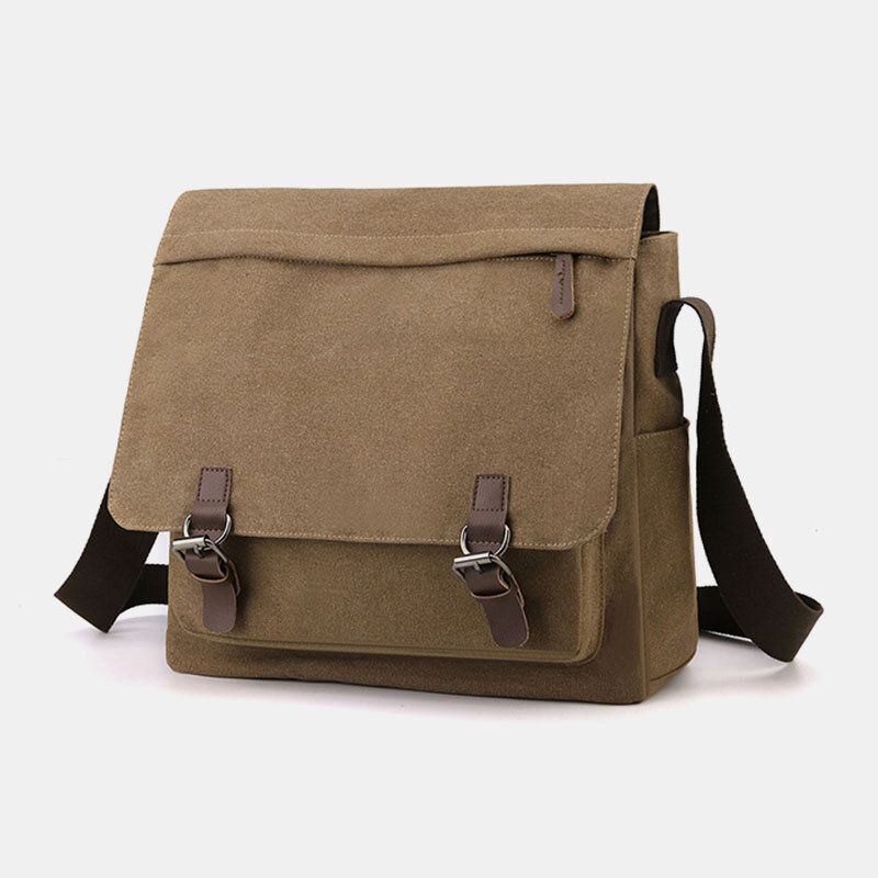 Herr Vintage Canvas Enfärgad Stor Kapacitet Slittålig Crossbody Bag Axelväska