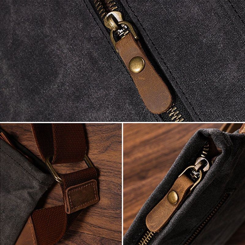 Herr Vintage Canvas Vattentät Multifunktion Crossbody Bag Axelväska