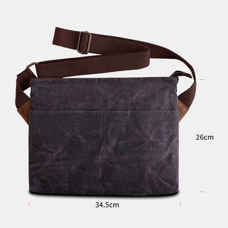 Herr Vintage Canvas Vattentät Multifunktion Crossbody Bag Axelväska