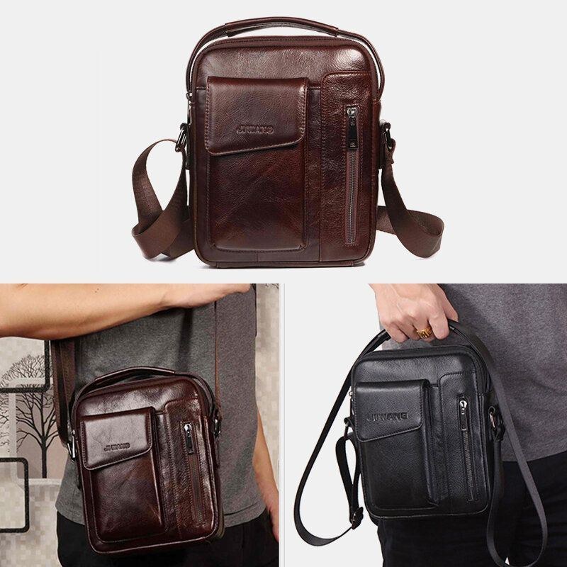 Herr Vintage Crossbody-väska I Äkta Läder Axelväska Business-väska