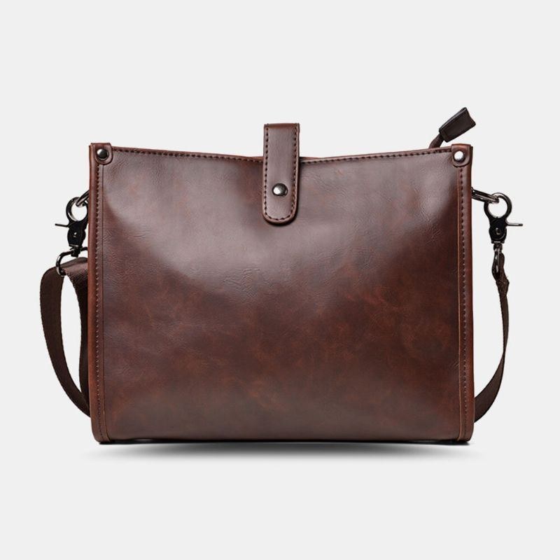 Herr Vintage Crossbody-väska Med Stor Kapacitet Faux Leather Wear Axelväska