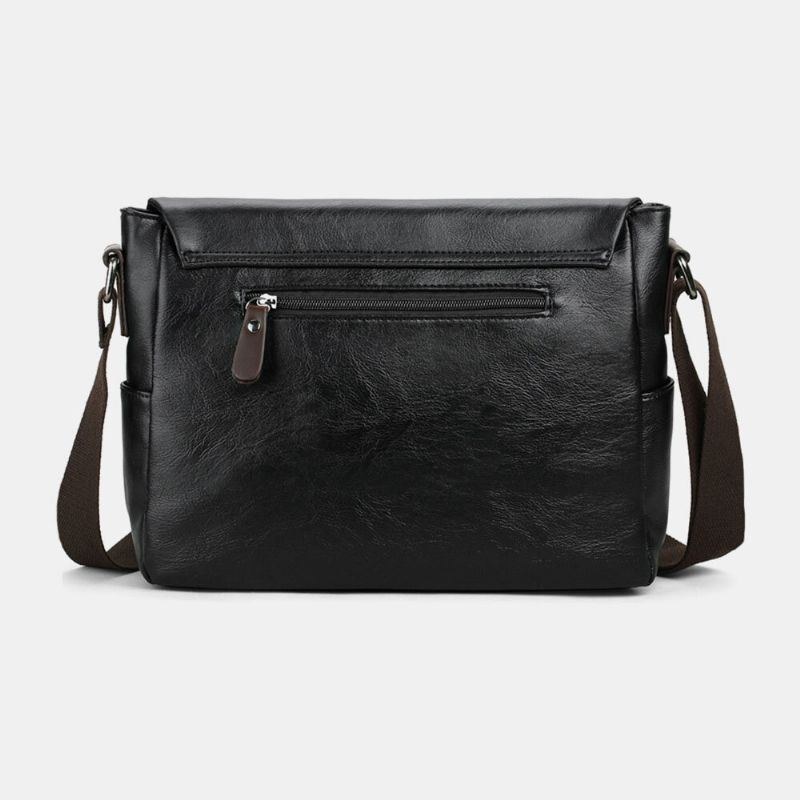 Herr Vintage Pu-läder Multi-pocket Crossbody-väska Med Stor Kapacitet Axelväska