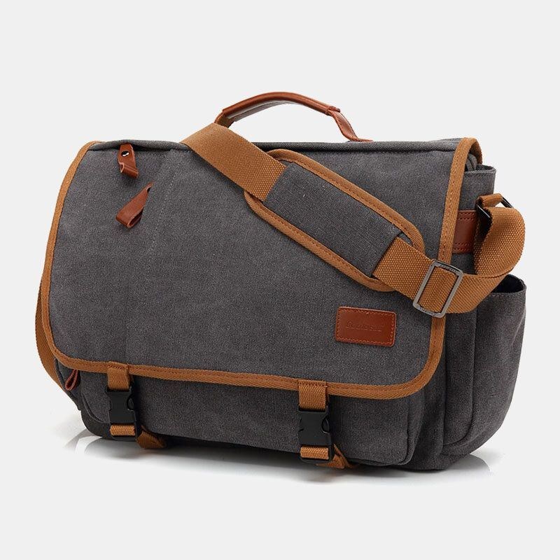 Herr Vintage Stor Kapacitet Vattentät Canvas Casual Crossbody-väska Axelväska Resväska