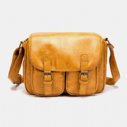 Herr Vintage Vattentät Multi-fickor Flap-over Crossbody-väska I Konstläder