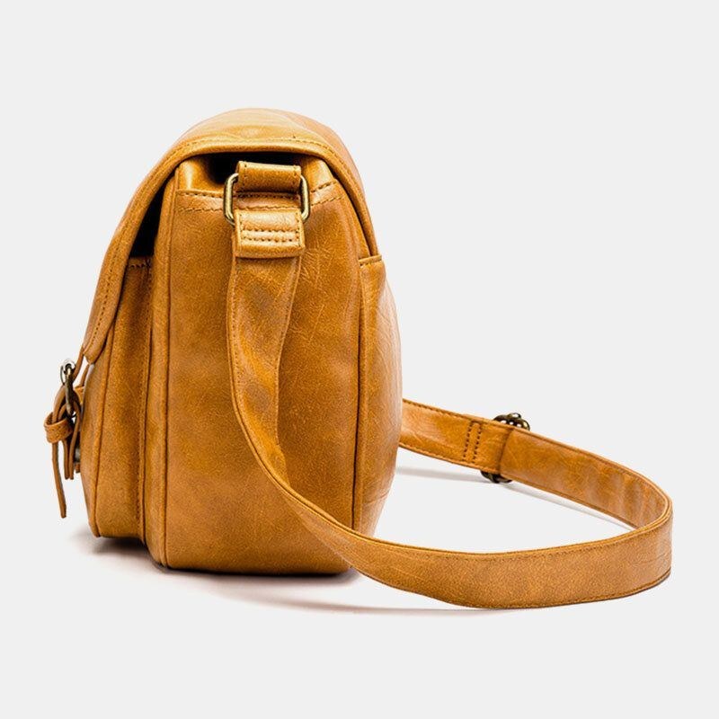 Herr Vintage Vattentät Multi-fickor Flap-over Crossbody-väska I Konstläder