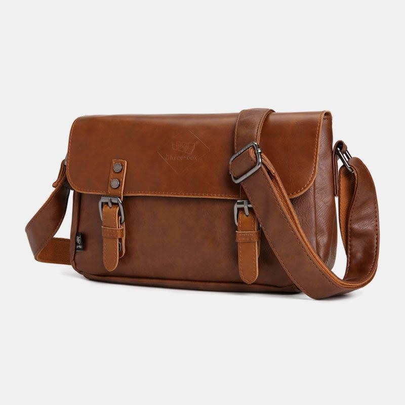 Herr Vintage Vattentät Multificks Konstläder Crossbody-väska Axelväska