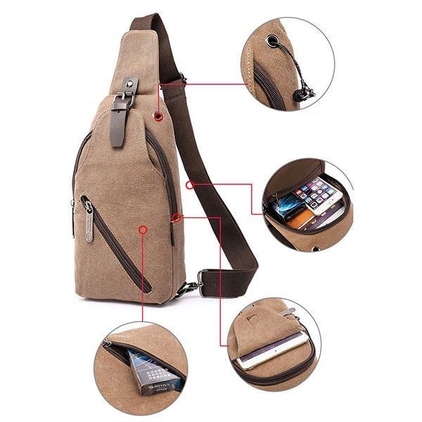 Man Canvas Sling Bag Outdoor Sport Casual Chest Pack Crossbody Swagger Bag