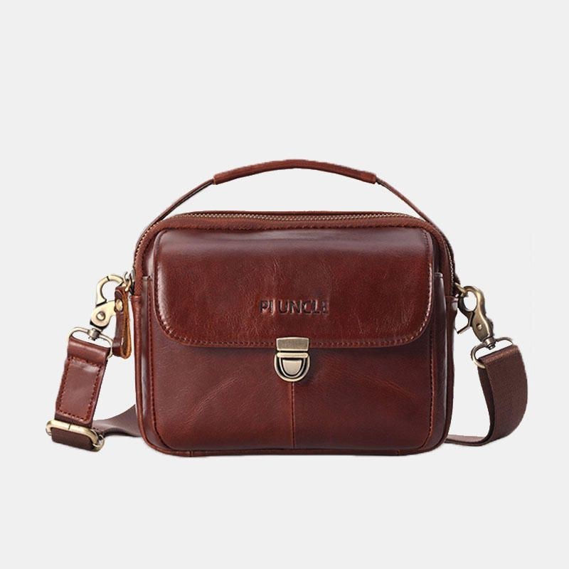 Men Äkta Läder Small Crossbody Bag Handväska