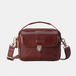 Men Äkta Läder Small Crossbody Bag Handväska