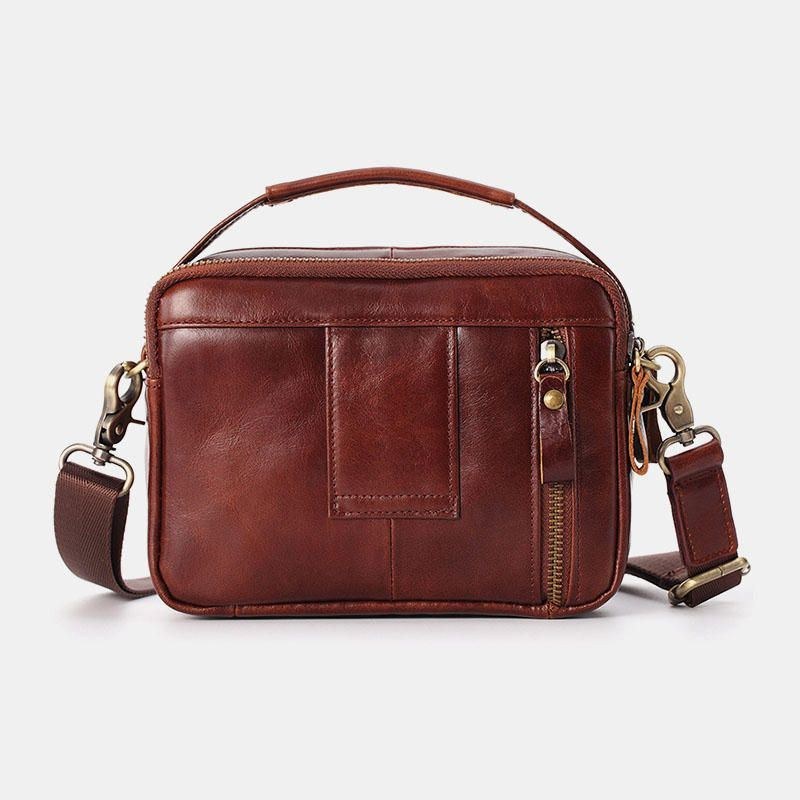 Men Äkta Läder Small Crossbody Bag Handväska