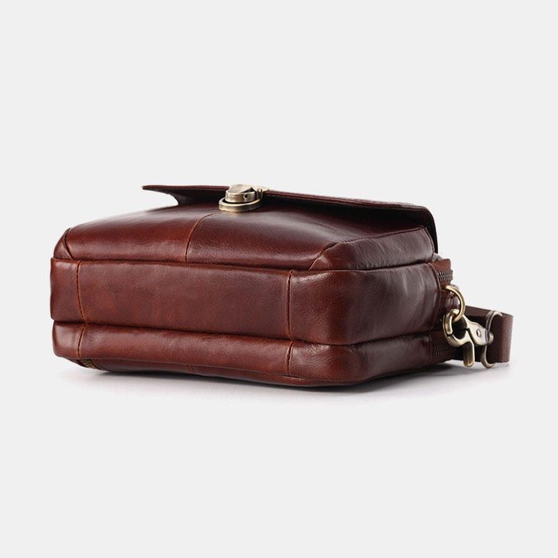 Men Äkta Läder Small Crossbody Bag Handväska