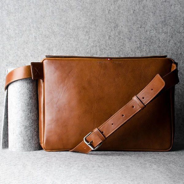 Men Solid Casual Multifunktion Laptop Crossbody-väska