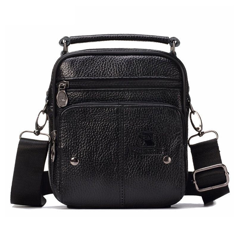 Messenger-väska I Äkta Läder För Män Small Luxury Brand Dragkedja Designer Shoulder Casual Bag