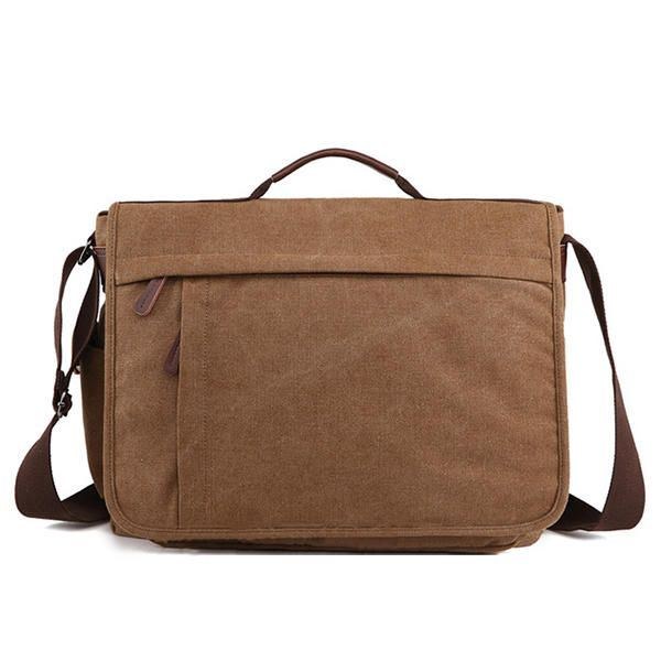 Stor Kapacitet Canvas Business Laptopväska Axelväska Crossbody-väska För Män