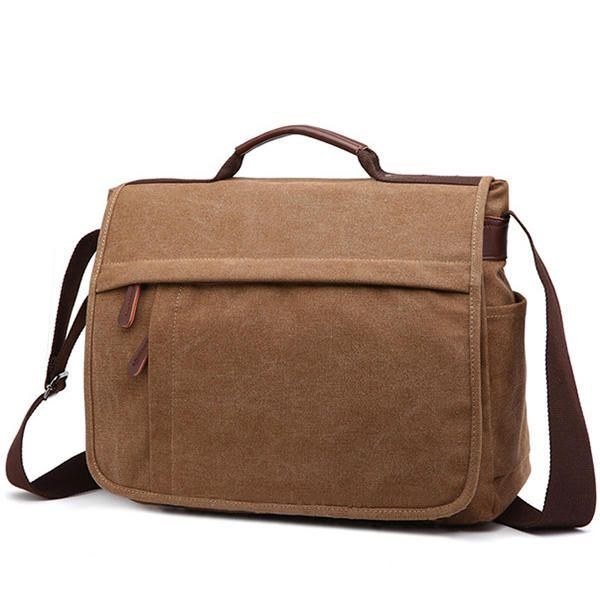 Stor Kapacitet Canvas Business Laptopväska Axelväska Crossbody-väska För Män