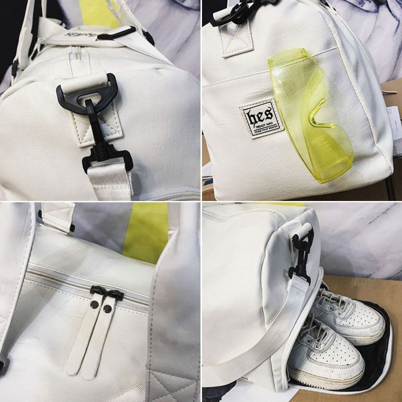 Unisex För Män Torr Våtseparation Gymväska Pu-läder Multi-carry Stor Kapacitet Resa Utomhus Bagage Handväska Crossbody-väska