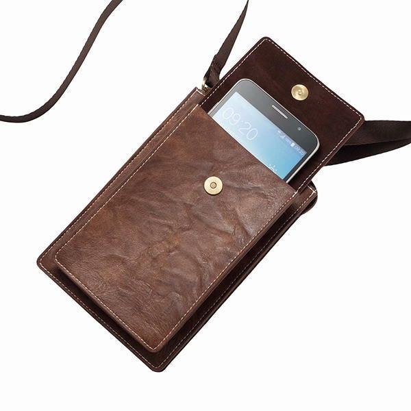 Vintage Casual Dubbel Dragkedja 6 Tums Telefonväska Crossbody-väska Midjeväska För Män