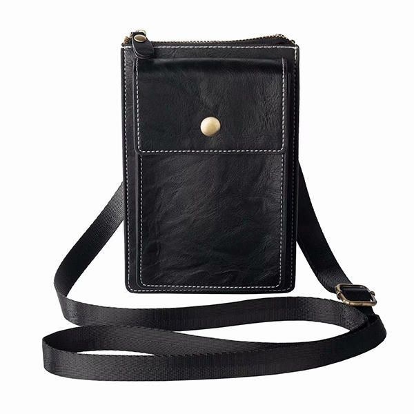 Vintage Casual Dubbel Dragkedja 6 Tums Telefonväska Crossbody-väska Midjeväska För Män