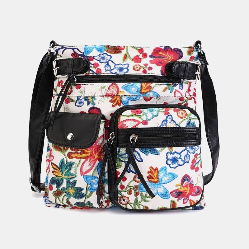 Angel Kiss Kvinnor Pu Läder Flerfärgstryck Vattentät Multi-pocket Anti-stöld Crossbody-väska Axelväska