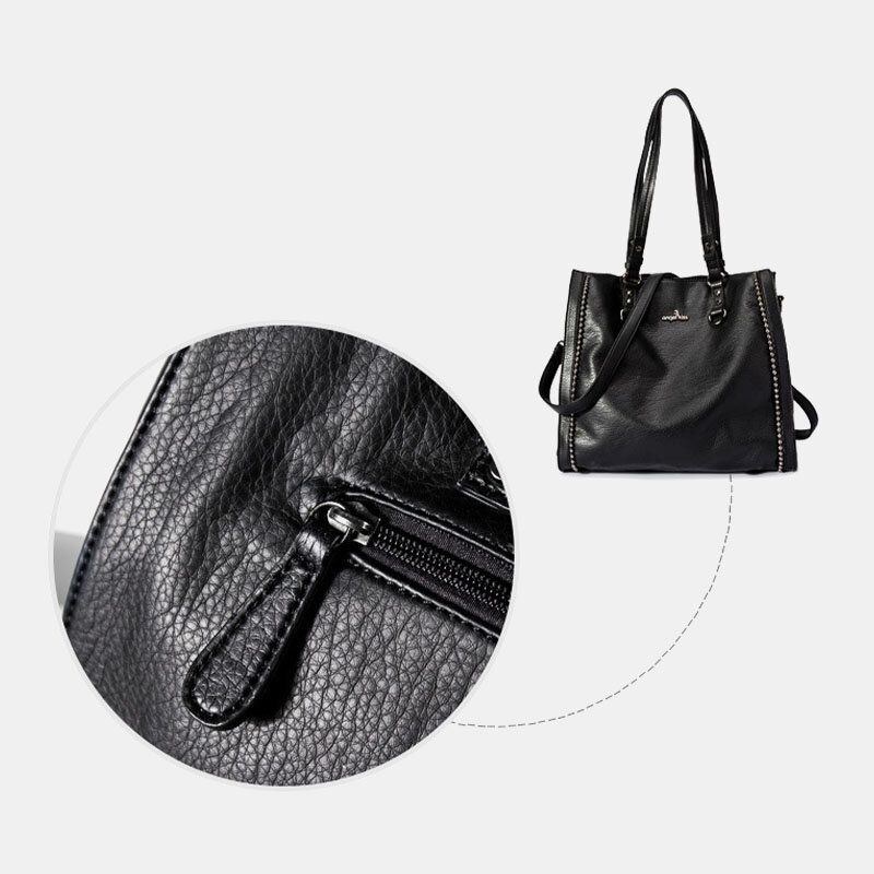 Angel Kiss Kvinnor Pu Läder Vintage Stor Kapacitet 13.3 Tum Laptopväska Multi-carry Crossbody-väska Axelväska Tote