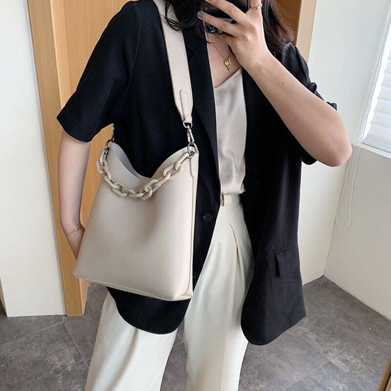 Dam 2st Casual Chain Bucket Bag Axelväska