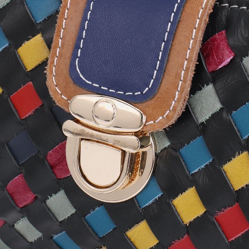 Dam Äkta Läder Patchwork Telefonväska Crossbody Bag Axelväska