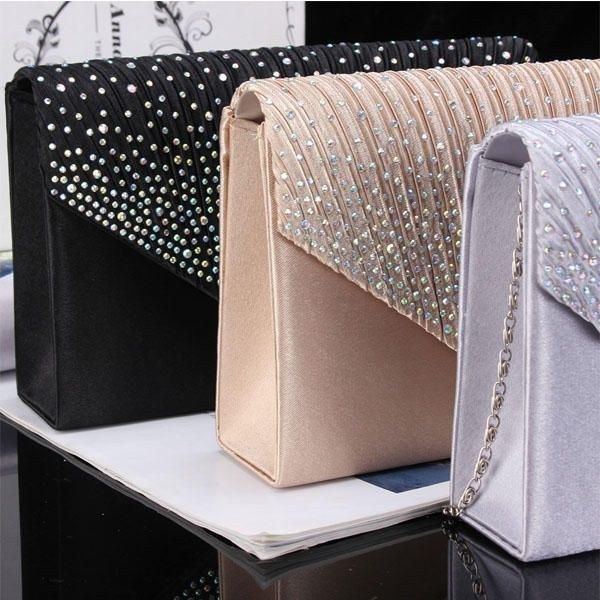 Dam Afton Bröllopsplånbok Kuvert Flash Diamond Clutch Bärbar Axelväska Crossbody-väska