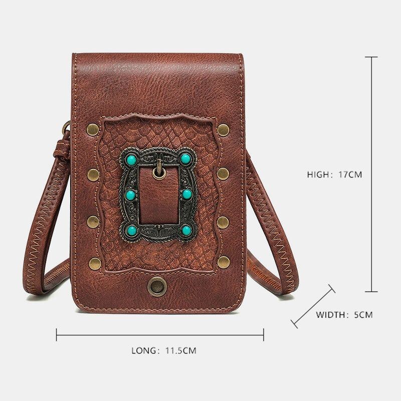 Dam Avtagbar Axelrem Hårdvara Nit Dekor Ormmönster Flik Magnetlås Design Crossbody-väska Midjeväska