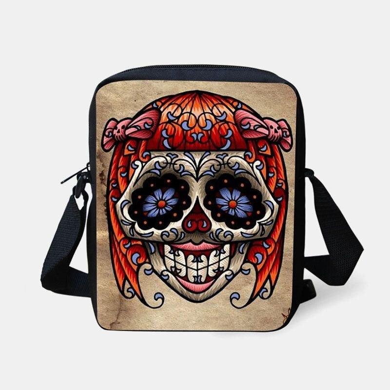 Dam Barn Halloween Stil Klädd Söt Skallemönster Crossbody Väska För Att Bära Godis Socker