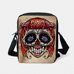 Dam Barn Halloween Stil Klädd Söt Skallemönster Crossbody Väska För Att Bära Godis Socker