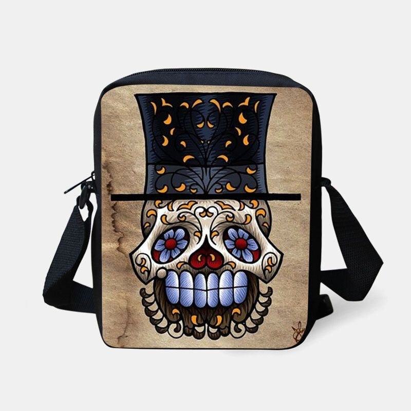 Dam Barn Halloween Stil Klädd Söt Skallemönster Crossbody Väska För Att Bära Godis Socker